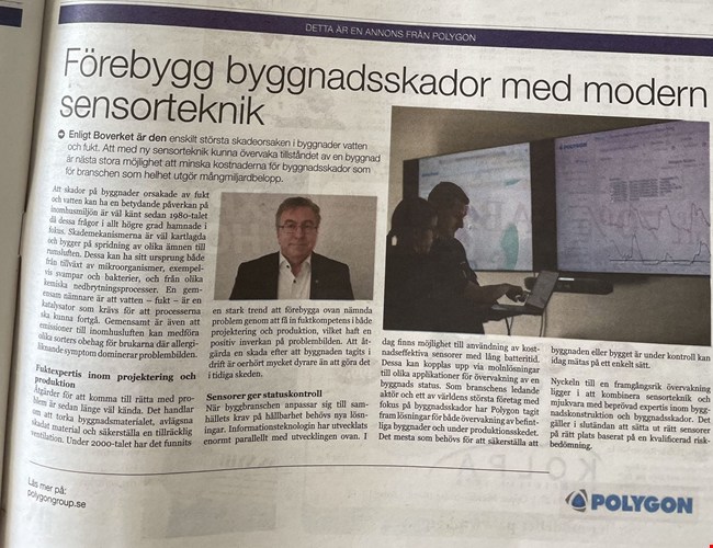 Polygon förebygger byggnadsskador med modern sensorteknik